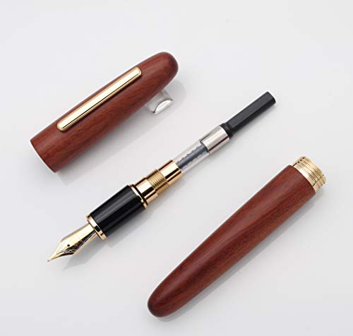 Jinhao 9056 Natural Wood Fountain Pen Handmade Ink Pen (Rosewood, Fine Nib 0.5Mm) #TOP4