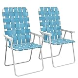 Outsunny Set of 2 Patio Folding Chairs, Classic Outdoor Camping Chairs, Portable Lawn Chair Set for Camping, Garden, Pool, Beach, Backyard with Armrests, Blue