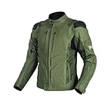 M&Catree Chaqueta de Motocicleta de Moto para Verano para Hombre Respirable Armadura Protección Tira Reflexión - Verde militar, XL