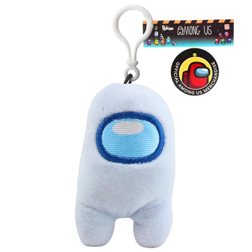 Toptoys2u Bargain Bundles Among-Us Super Soft Gift Quality 10cm Plush Toy Bag Clips - Pack of 3 White, Pink, & Green Crewmates