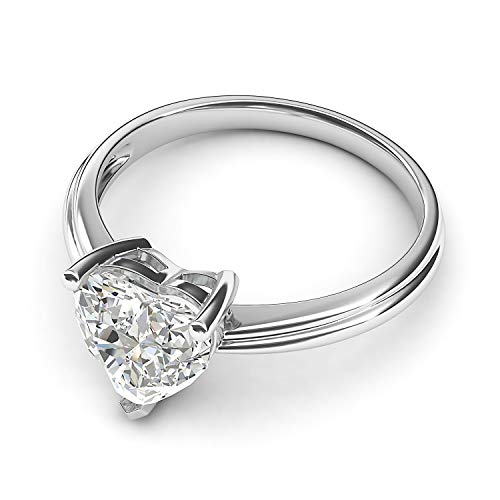 Sterling Silver Simulated Heart-shaped Diamond Engagement Ring Raised Shank Promise Bridal Ring3
