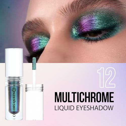 Image of Colors Queen Multichrome Liquid Eyeshadow | Long Wearing & Highly Pigmented Eyeshadow with Metallic Finish | Transfer Proof & Smudge Proof Liquid Eye Shadow for Eye Makeup (12 - Under Water Haze)