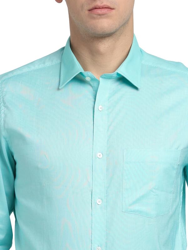Image of Turtle Men 100% Cotton Slim Fit Lemon Solid Formal Shirt