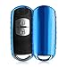 Produktbild kwmobile Autoschlüssel Hülle kompatibel mit Mazda 2-Tasten Keyless Go Autoschlüssel - TPU Schutzhülle Schlüsselhülle Cover in Hochglanz Blau