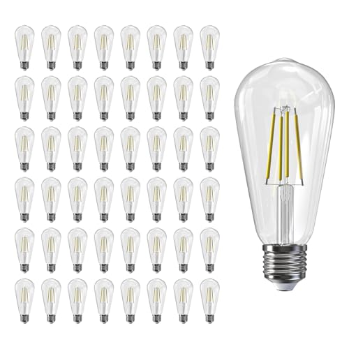 Image of Jensense Edison Bulbs E26 LED Bulb 60 Watt Equivalent, Vintage LED Light Bulbs CRI90+ ST19, Dimmable Clear Light Bulbs (5000K Daylight, 8watt-48 Pack)