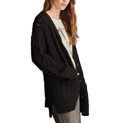 Lucky Brand Women's Cable Crew Cardi3