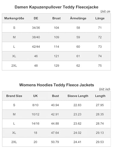 Livonmone Fleecejacke Hoodie Damen Kapuzenpullover Teddy-Fleece Warm Herbst Wintermantel Stilvoller ReißVerschluss Fellmantel PlüSchjacke Mit Taschen (Braun, M)