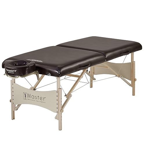 Master Massage 30 Inch Balboa Pro Portable Massage Table Package, Salon Beauty and Lash Bed-Wooden Folding and Foldable Tattoo Table-Brown Luster