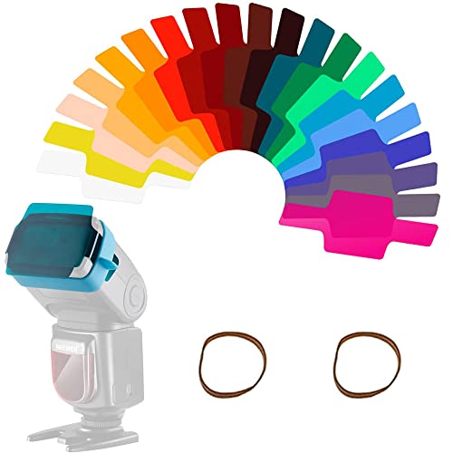 20 Pièces Eclairage Gels Flash, Correction Couleur, Filtre Kit pour Photo Studio, Strobe Lampe Torche, Stroboscopique