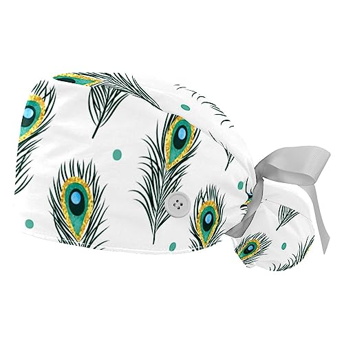 Berretti bouffant VERED bonnet de travail réglable femme et homme plumes de paon