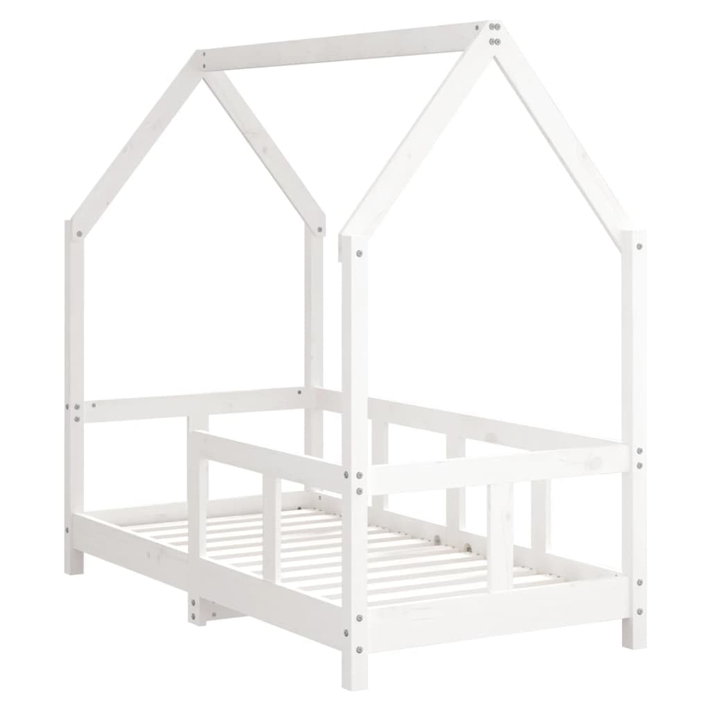 Cama infantil de madera maciza de pino, 70 x 140 cm, con somier, peldaños, protección contra caídas para niños pequeños, convertible y regulable en altura, espacio para dormir para habitación