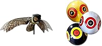Vista 1 de Bird-X Señuelo de búho merodeador con alas móviles 3D globos de ojo de miedo de pájaros (3 unidades)
