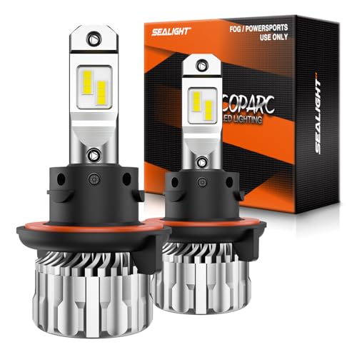 Image of SEALIGHT S6 H13 Bulbs, 46000LM Fog Light With Cooling Fan，6500K Cool White, 60000Hrs Lifespan Canbus Ready Fog Light Powersport, Pack of 4