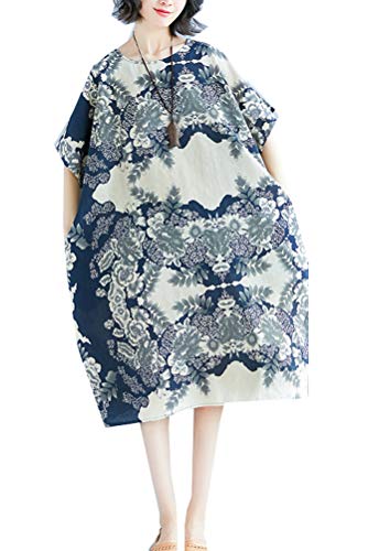 Minibee Women's Long Maxi Baggy Dress Casual Plus Size Tunic Clothing