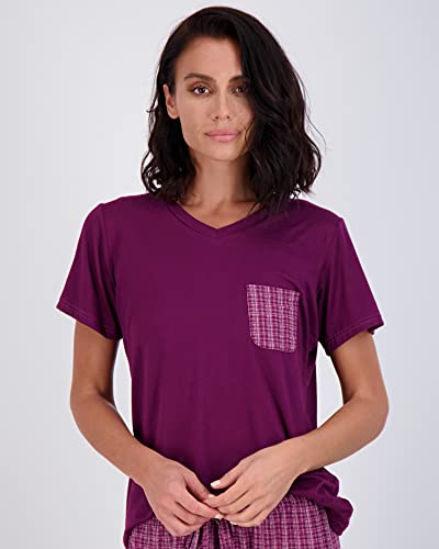 2 Pack: Women’s Pajama Sets Ladies Short Sleeve V-Neck Tops Pants Bottoms Bamboo Pijama Mujer Comfy Soft Pj Fashion Sleepwear Lightweight Fall Clothing Silky Sleep Lounge Night Wear,Set 5-Medium #TOP1