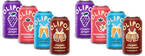 Image of OLIPOP Prebiotic Soda Pop, Favorites Variety, Pantry Pack Packed with Prebiotics, Fiber, and Botanicals, Gluten Free, Vegan, GMO Free, 12oz,(Pack of 24)