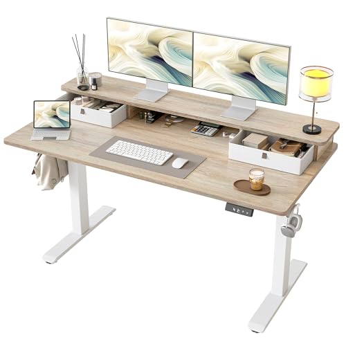 TIQLAB Standing Desk with Two Drawers, Stand Up Standing Desk