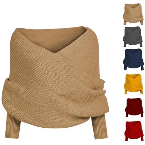 Knitted Scarf with Sleeves for Women,Knitted Sweater Scarf with Sleeves,Fall Winter Warm Scarf Wrap Shawl Scarves