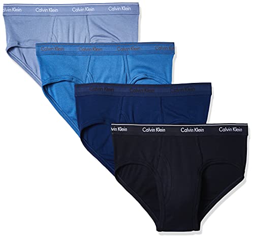 Calvin Klein Men s 4-Pack Cotton Classic Low Rise Brief, Blue Assorted, Medium