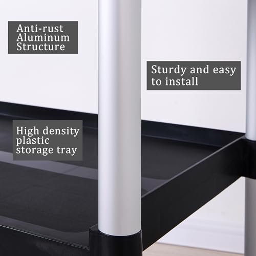 عربة لتقديم الطعام مع عجلات من 3 طبقات شديدة التحمل من اورنكات للمطاعم والمكاتب/المستودع/المطبخ/ورشة العمل/عربات الغسيل البلاستيكية - مقاس كبير