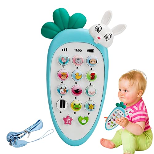 Clomuzi Téléphone bébé - Jouets pour téléphone bébé Carotte avec lumière et Son | Dentition pour bébés, Cadeaux bébé garçon Fille, Jouets pour téléphone bébé Pendant 6 Mois et Plus