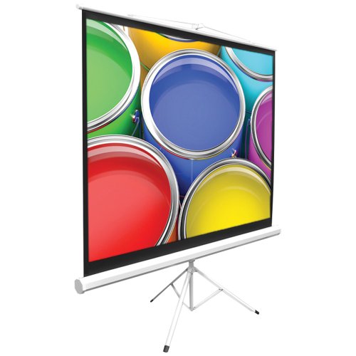 Image of Pyle 72 Inch Outdoor Projector Screen with Stand-Portable Fold Out Roll Up Screen with Tripod Stand,White Matte Fabric 4:3 Aspect Ratio 4K HD Quality Black Masking Border,Ideal for Home and Office Use