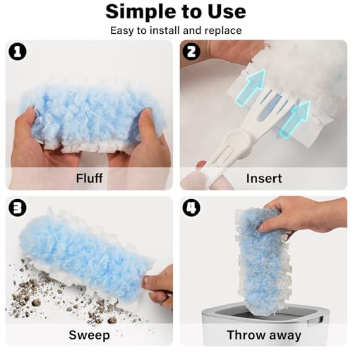 Image of Compatible Duster Refills for Swiffer,360 Heavy Duty Disposable Microfiber,20 Count with 1 Foldable Handle,Ergonomic Design, Efficient Cleaning for Home,Offices,Schools and Commercial Spaces