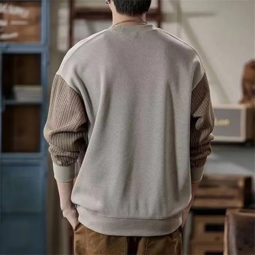 Dvbfufv Men's Trendy Patchwork Simple Casual Sweatshirt Streetwear Round Neck Long Sleeve Loose Pullover Hoodies2