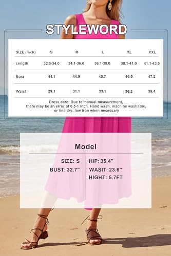 Image of STYLEWORD Womens Summer Casual Short Sleeve Flowy Midi Beach Dress