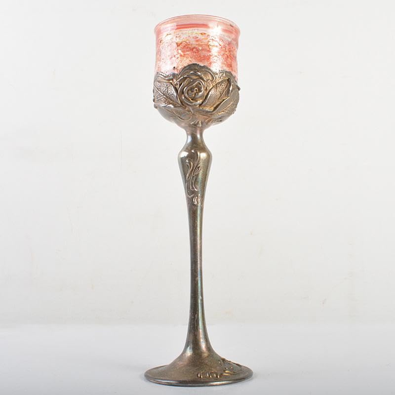 工芸ガラス　ワイングラス　SILVER925　薔薇刻脚　時代箱付　G　R7306 工芸ガラス ワイングラス SILVER925 薔薇刻脚 時代箱付 G R7306