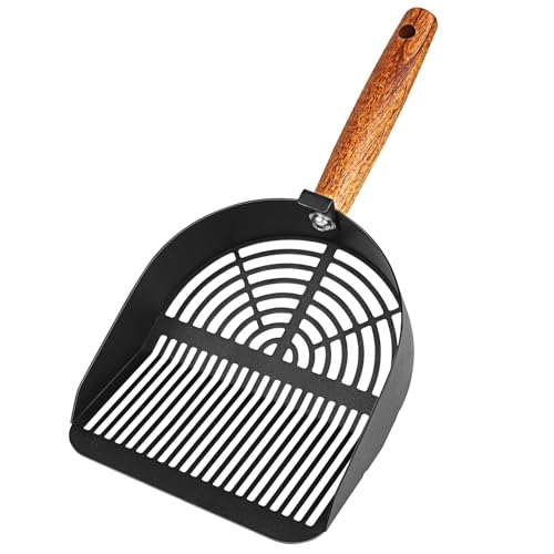 Fhintory Metall Katzenstreuschaufel mit Holzgriff Lochabstände