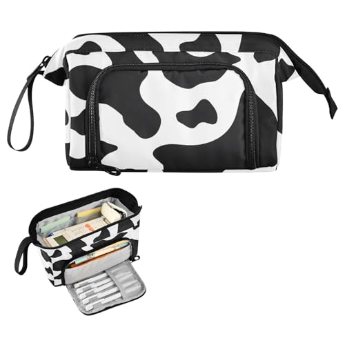 Image of SUABO Big Capacity Pencil Case, Cow Skin Print Pen Bag Pouch Holder Stationery Bag School College Office Organizer for Teen Adults Student