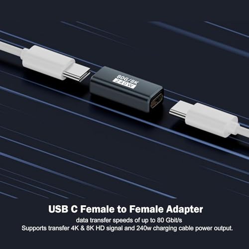 Image of 4pack usbc Female to Female Adapter - USB C Coupler with 240W Fast Charging & 80Gbps Data Transfer, Type c Extender with 8k@60hz Video, Compatible for MacBook, ipad, Thunderbolt 4 /3