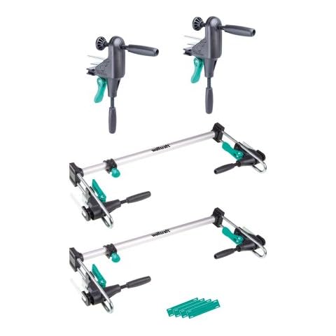 wolfcraft Türfutter-Montageset PRO 3676000 / 8-teiliges Heimwerker-Set inkl. Richtzwingen, Türfutterstreben und Ausgleichsunterlagen Cover