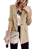 Ivay Women’s Casual Long Sleeve Lapel Button Work Office Blazer Jackets Khaki