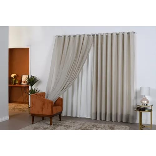 Cortina Gaze De Linho E Forro 6,00 x 2,60Apropriado para o quarto...