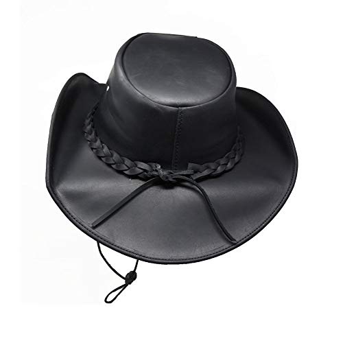 Bullhide Hats Men's King Of The Road Leather Cowboy Hat, 3 3/8" Brim, Black, Large #TOP4