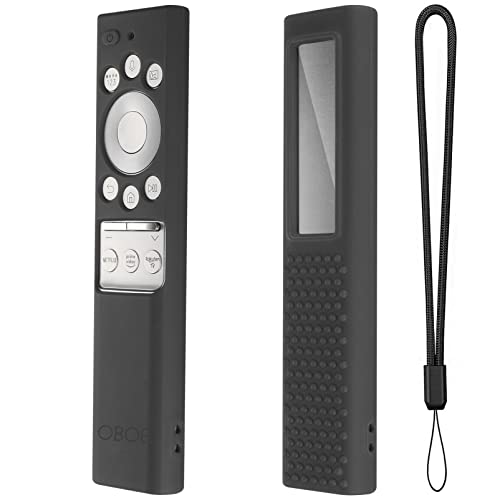 Image of OBOE Silicone Tv Remote Cover for Samsung Smart Tv Remote, Dark Grey | Compatible with Samsung QLED TV Smartone Remote BN59-01311; with Solar Panel Cut & Remote Loop, Remote Not Included