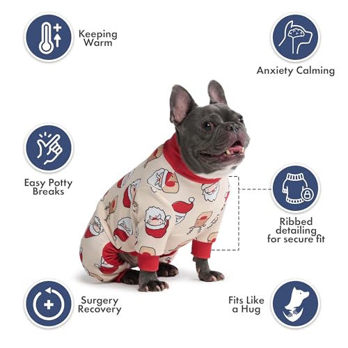 Image of Spark Paws Dog Christmas Pajama, Dog Recovery Suit Male, Onesie, Ultra-Soft and 4-Way Stretch, for Small Medium and Large Breeds - Santa and Rudolph - 3XL