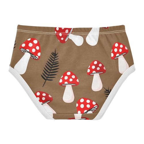 Toddler Girls Underwear 2t Cotton Panties Little Girl Print Undies Kids Briefs Red Mushrooms Brown2
