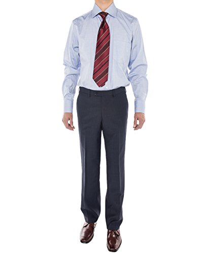 Luciano Natazzi Men's 160'S Worsted Wool Two Button Suit Jacket With Pant Stripe (54 Long Us / 64L Eu/W 48", Navy Blue) #TOP3