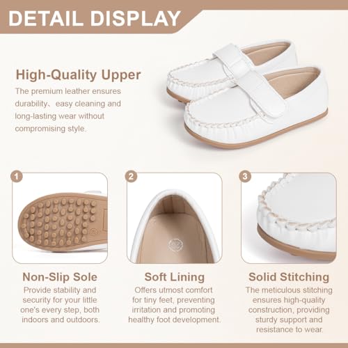 Toddler Boys Girls PU Leather Loafers Little Kids Slip-On Texture Flats Boat Wedding Dress Shoes School Uniform Moccasins Daily Walking Shoes(Toddler/Little Kids)3