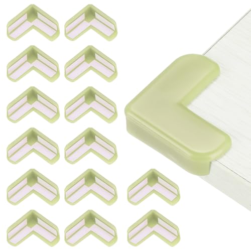 Image of uxcell Corner Protectors, 16 Pcs Table Corner Protectors, Furniture Corner Guard and Edges Safety Bumpers for Table Edges and Sharp Corners (L-Shaped, Green)