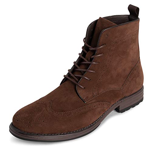 Hombre Queensbury Inteligente Dedo del Pie Cerrado Trabajo Oficina Ciudad Moda Suela De Goma Negocio Botines - Marrón Ante Brogue - UK8/EU42 - QB0063