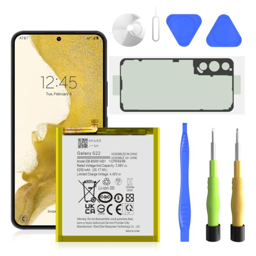 SHENMZ 5200mAh Battery Replacement for Samsung Galaxy S22 5G, Upgraded EB-BS901ABY Li-Polymer Battery Compatible with SM-S901U/U1/B/W, Repair Tool Kit Included [Not for S22 Plus/S22 Ultra]