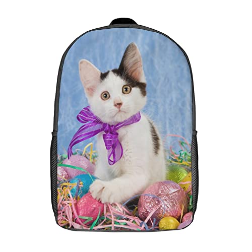 Mochila escolar de 17 pulgadas que evita el desorden con diseño de gato