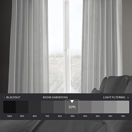 Image of HPD Half Price Drapes Heavy Faux Linen Light Filtering Curtains for Bedroom 96 inch Long (1 Panel) - Rod Pocket Curtain for Living Room - Window Curtains Home Decor - 50 inchW X 96 inchL, Rice White (Pack of 8)