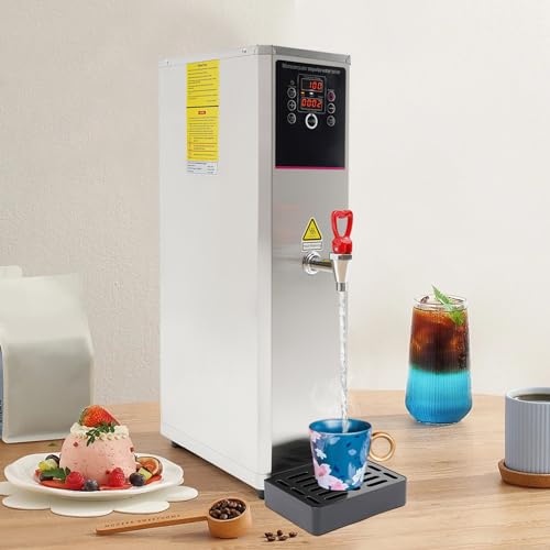 Step-Heating Commercial Hot Water Dispenser, 3000W Electric Water Boiler Machine for Hotel, Restaurant, Office, Cooking Tea|Coffee|Milk Tea, 20L/5.28Gal Capacity For 60-100 people, Silver