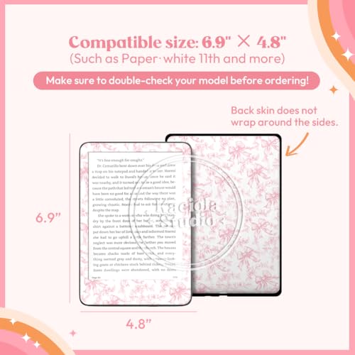 Image of KACIOLA STUDIO 24PCS French Floral Skin for E-Reader, and 4PCS Type C Charms for E-Reader with Scrapbook Stickers, 6.9 inchx4.8 inch Skin Front and Back Decal Inserts for Paper White 11th (French Floral)
