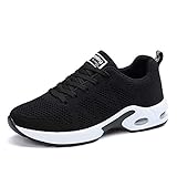 apariencia elegante Zapatillas Deportivas de Mujer Air Cordones Zapatillas de Running Fitness Sneakers 4cm Negro Rojo Rosado Púrpura Blanco Black 41